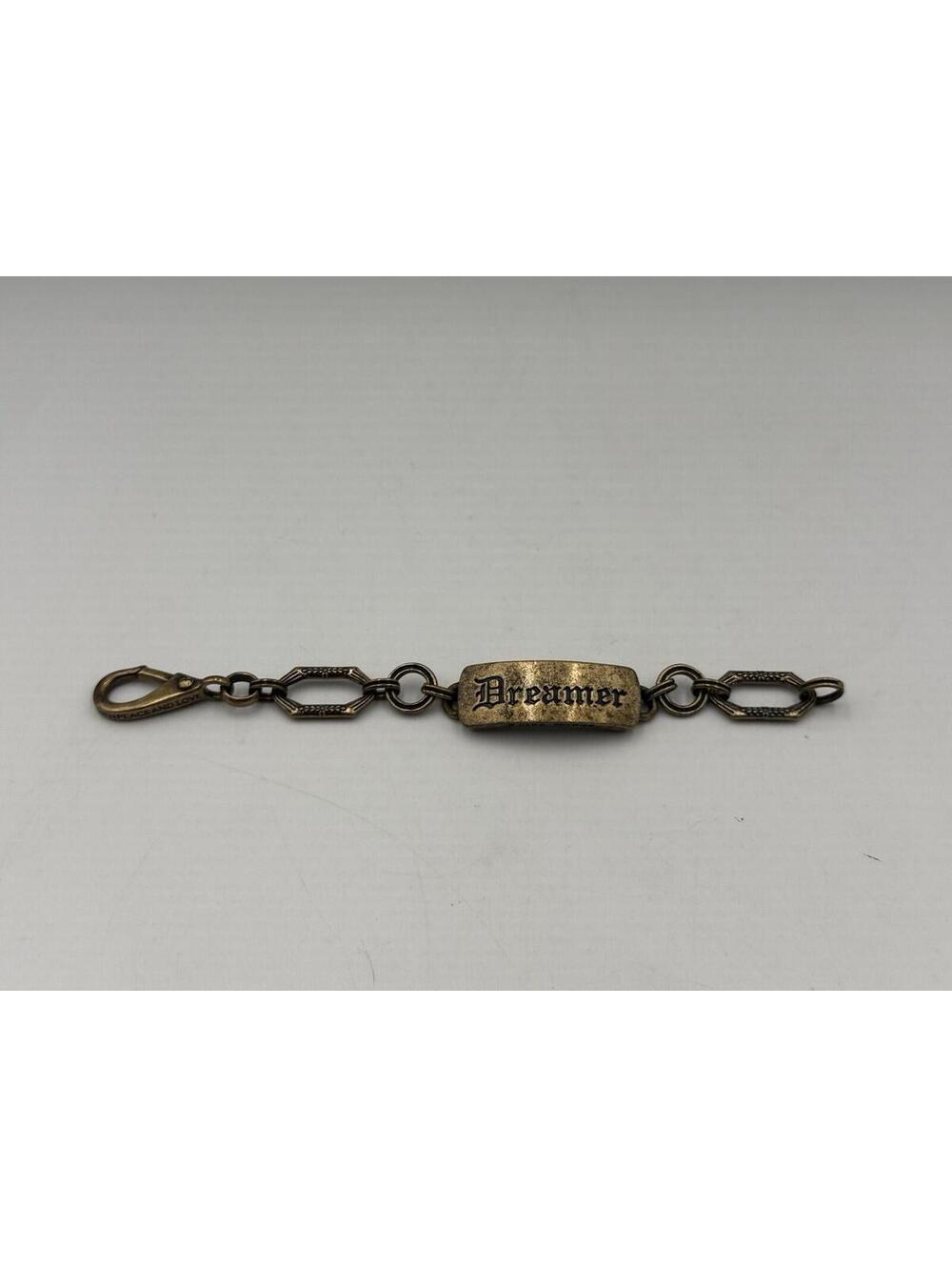 Lucky Brand Brasstone Chain Link "Dream" Bracelet Chunky ID Style Tag